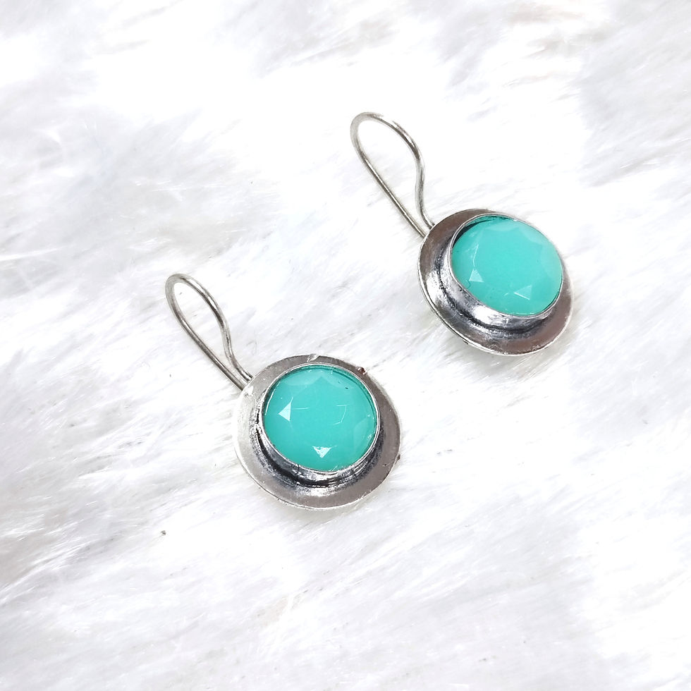 Thumbnail: High Quality Silver Plated Stone Hoop Earrings