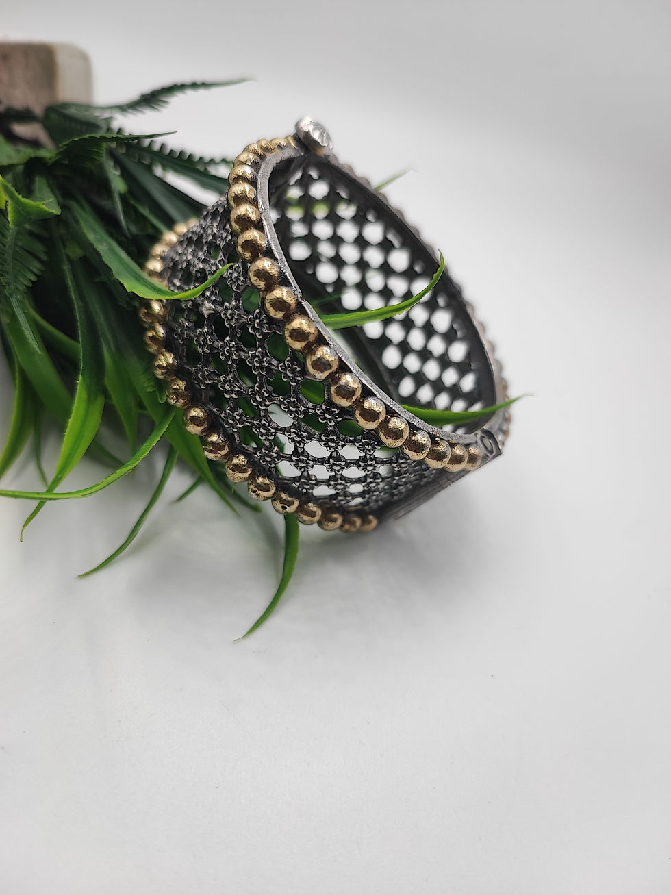 Antique Silver Look Alike Two Tone Nat Bangle