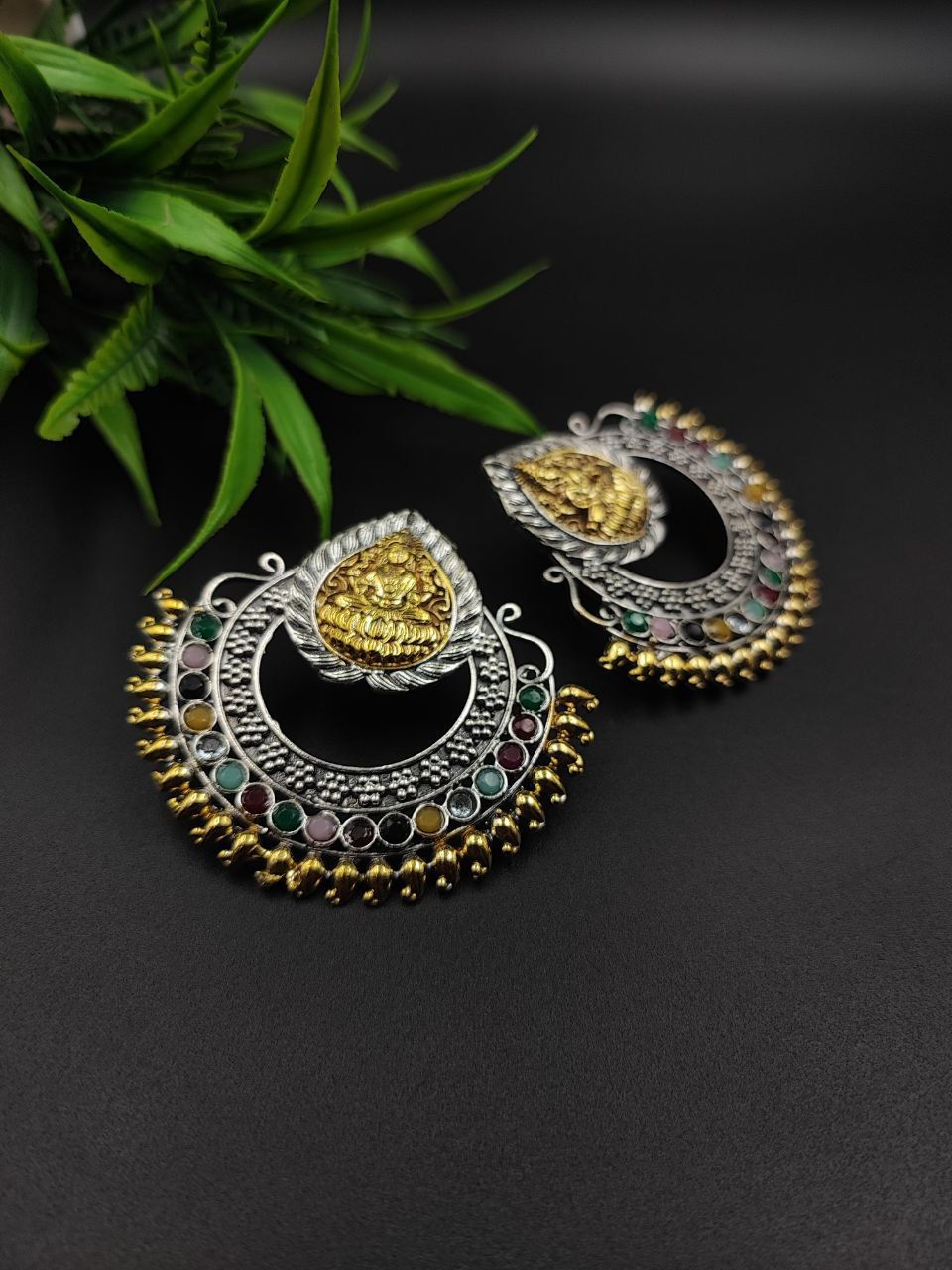 Thumbnail: High Quality Silver Replica Two Tone  Earrings