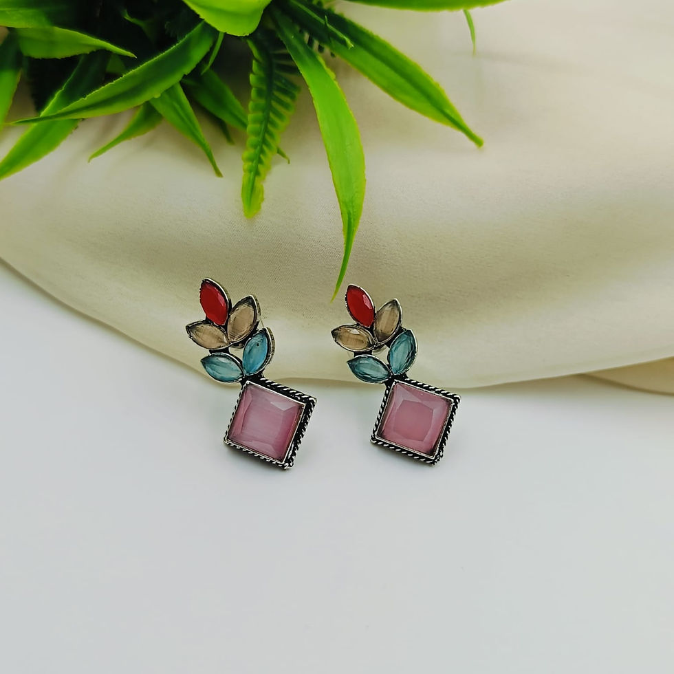 Thumbnail: Monalisa Stone Oxidised Stud Earrings