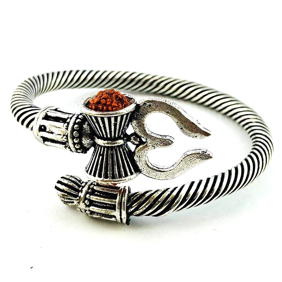 Oxidised Brass Rudraksha Trishul Damroo Bangle