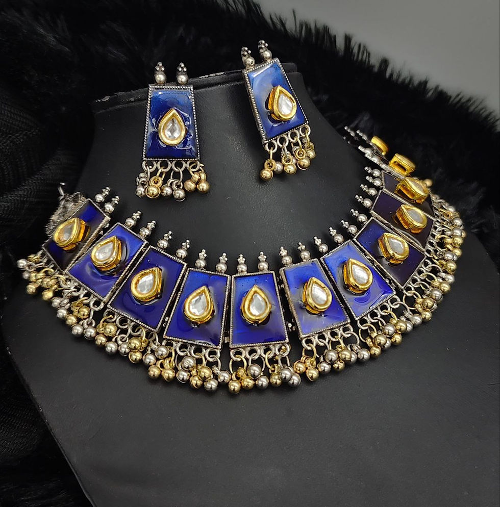 Kundan Meena Necklace with Earrings