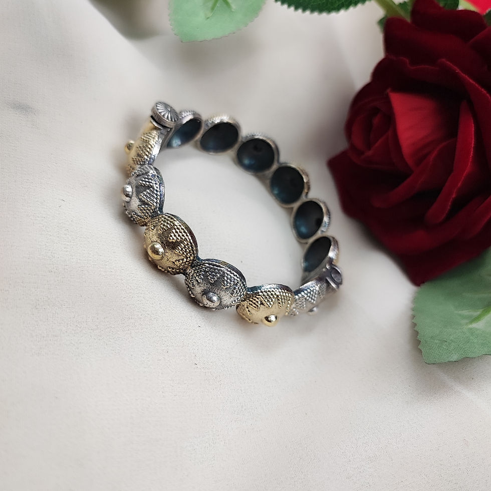 Silver Replica Two Tone Screw Openable Bangle price 270/-