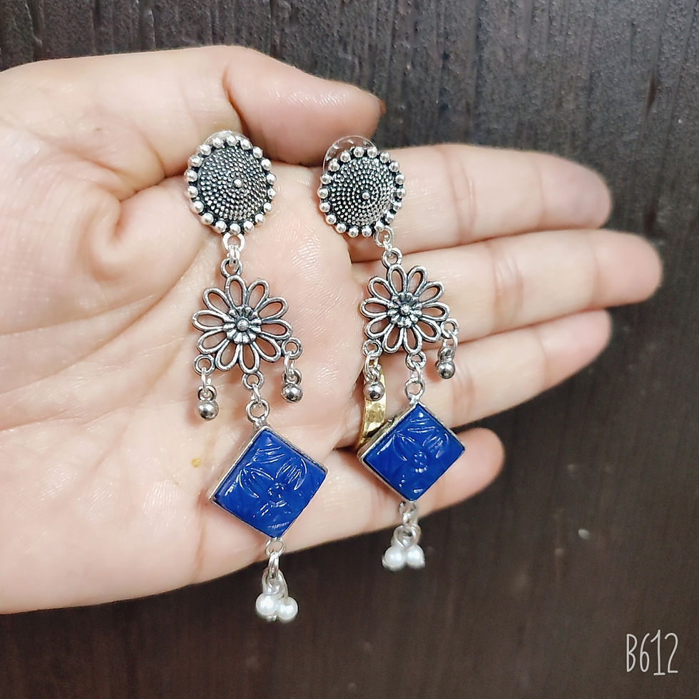 Thumbnail: Oxidize  Engraving Stone  Earrings