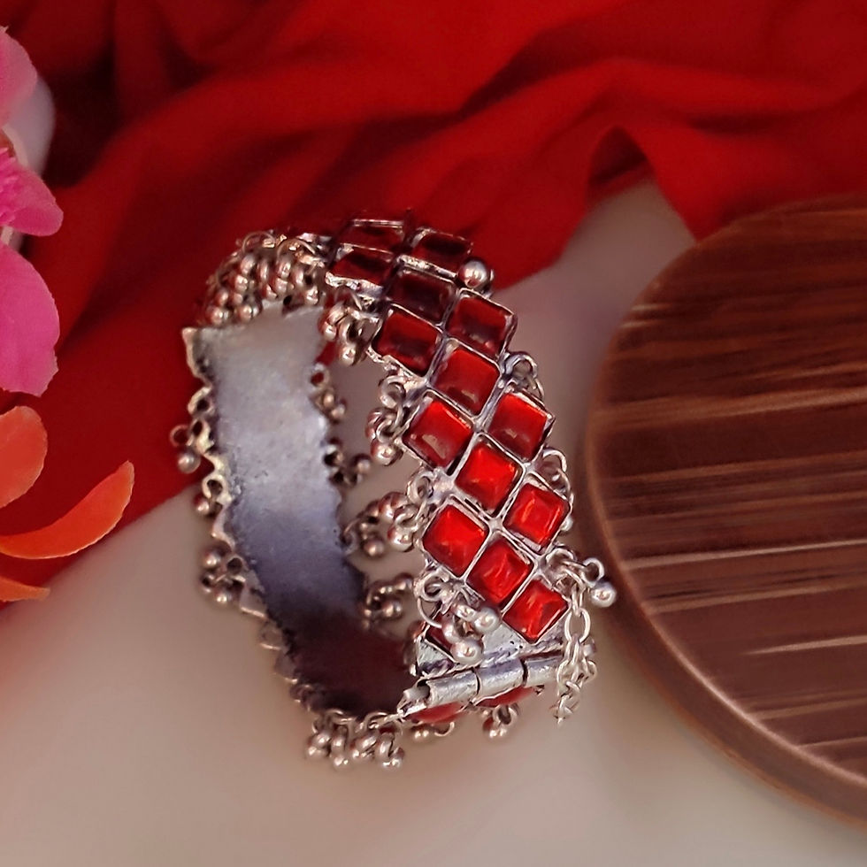 Thumbnail: Oxidised Navratri Special openable Bangles