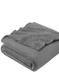 Folded gray fleece blanket for rabbit housing