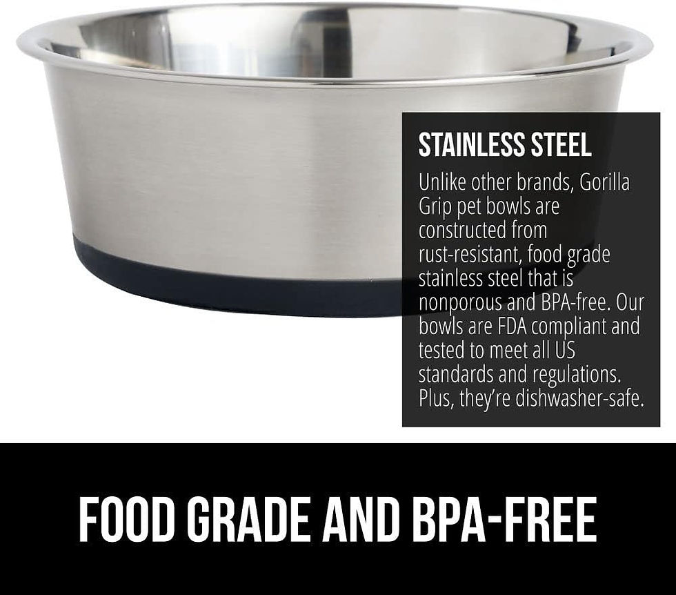 Thumbnail: Gorilla Grip Stainless Steel Metal Dog Bowl Set of 2, Rubber Base, Heavy Duty, 