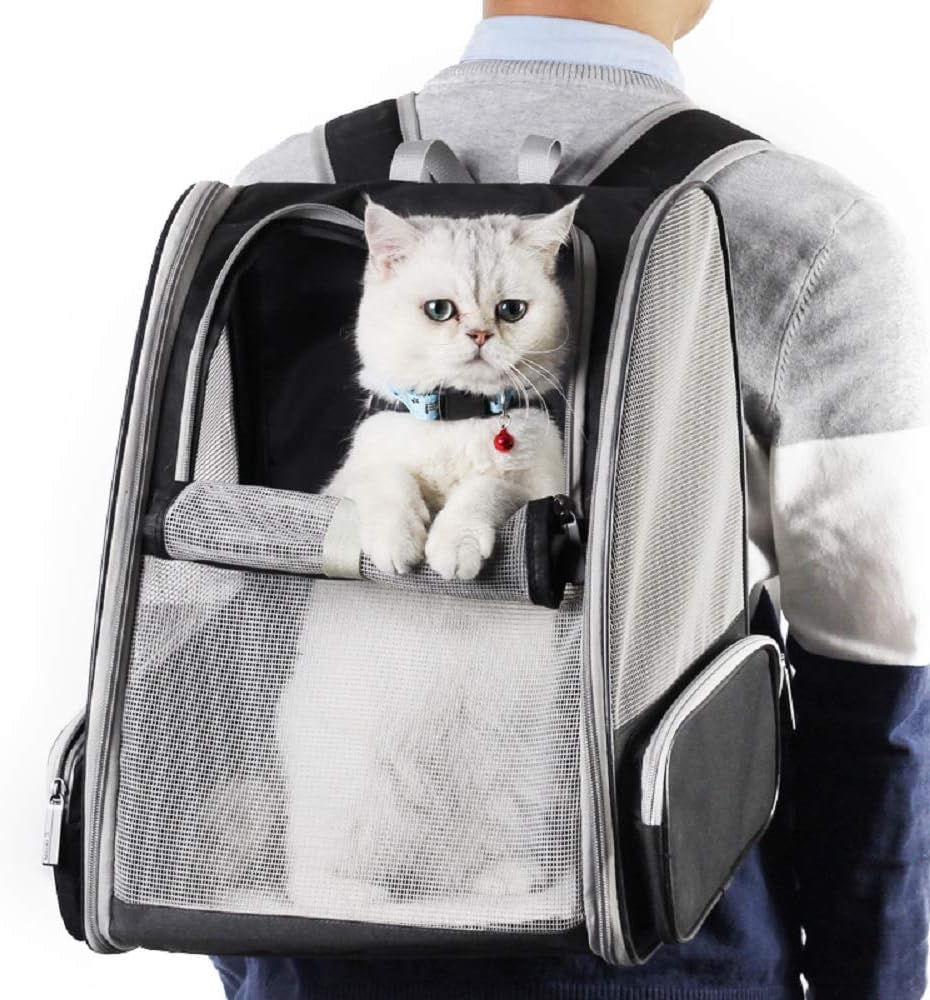 Thumbnail: Texsens Innovative Traveler Bubble Backpack Pet Carriers for Cats and Dogs (Bla