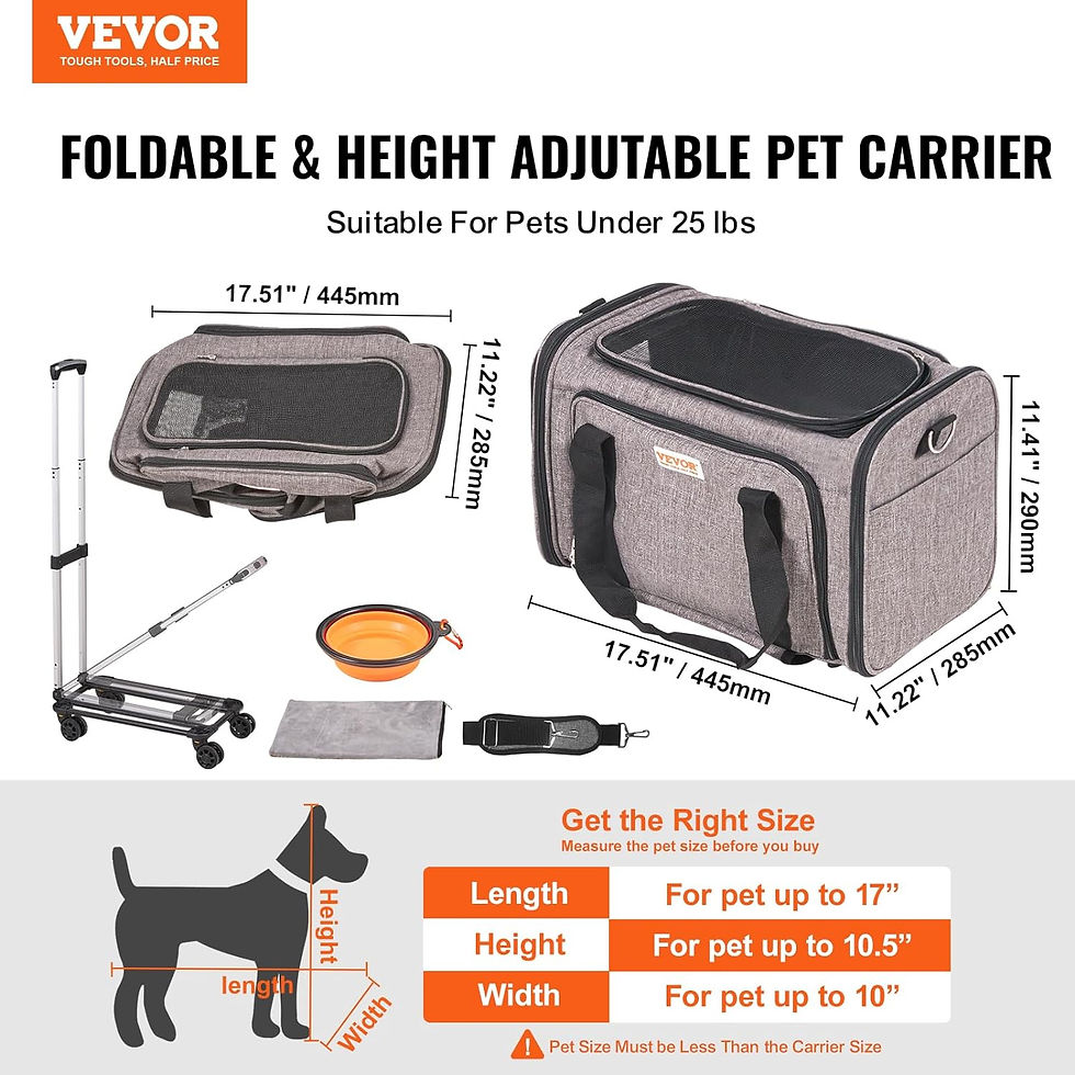 Miniatura: VEVOR Airline Approved PetCarrier with Wheels,Rolling CatDog Carrier,PetTravel 