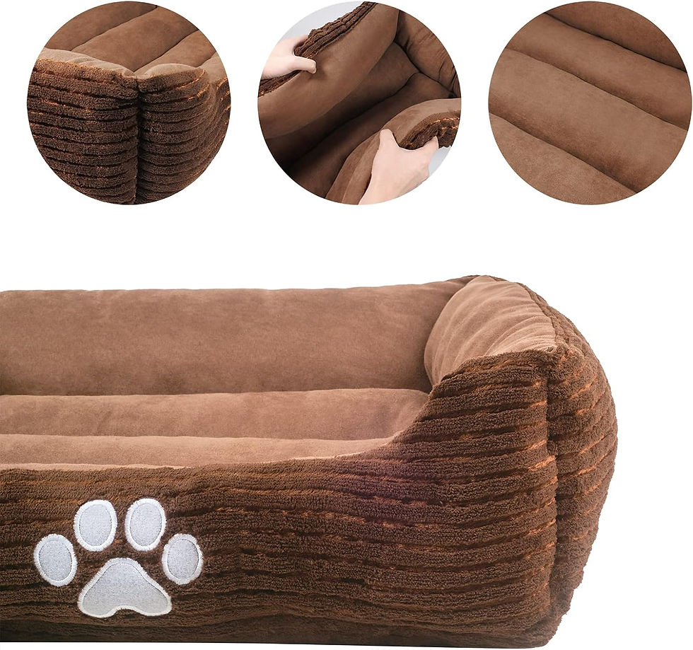 Miniature : Long Rich HCT REC-005 Reversible Rectangle Pet Bed with Dog Paw Printing, Coffe
