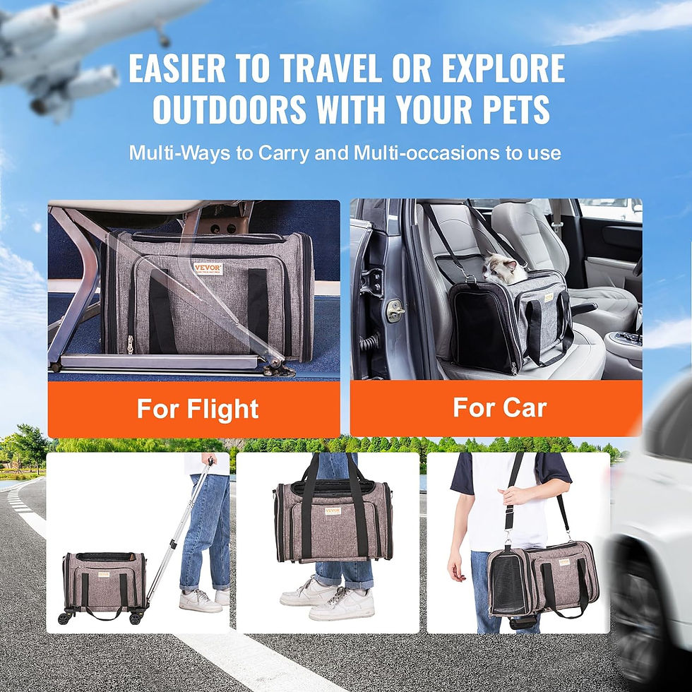 Miniature : VEVOR Airline Approved PetCarrier with Wheels,Rolling CatDog Carrier,PetTravel 
