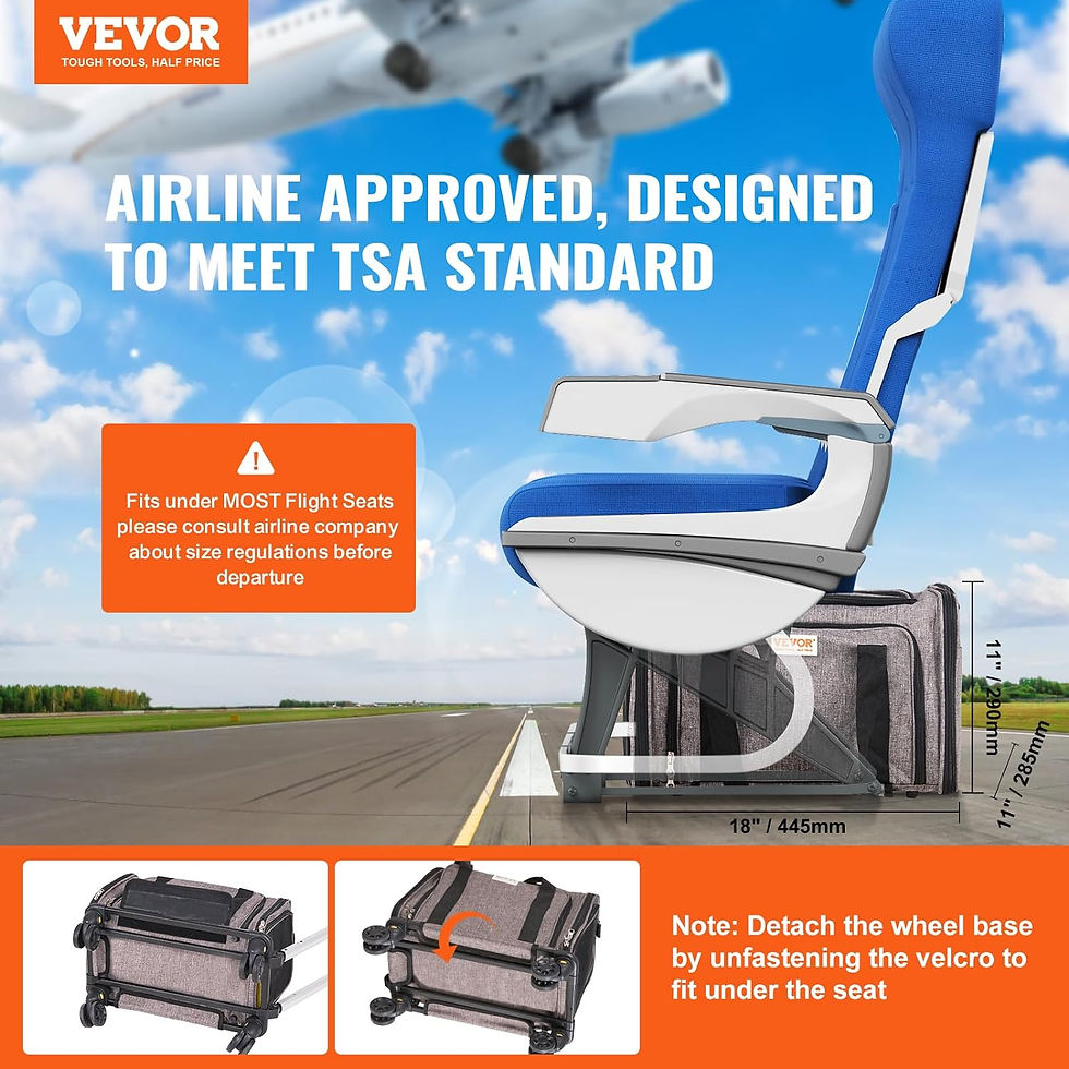 Miniatura: VEVOR Airline Approved PetCarrier with Wheels,Rolling CatDog Carrier,PetTravel 