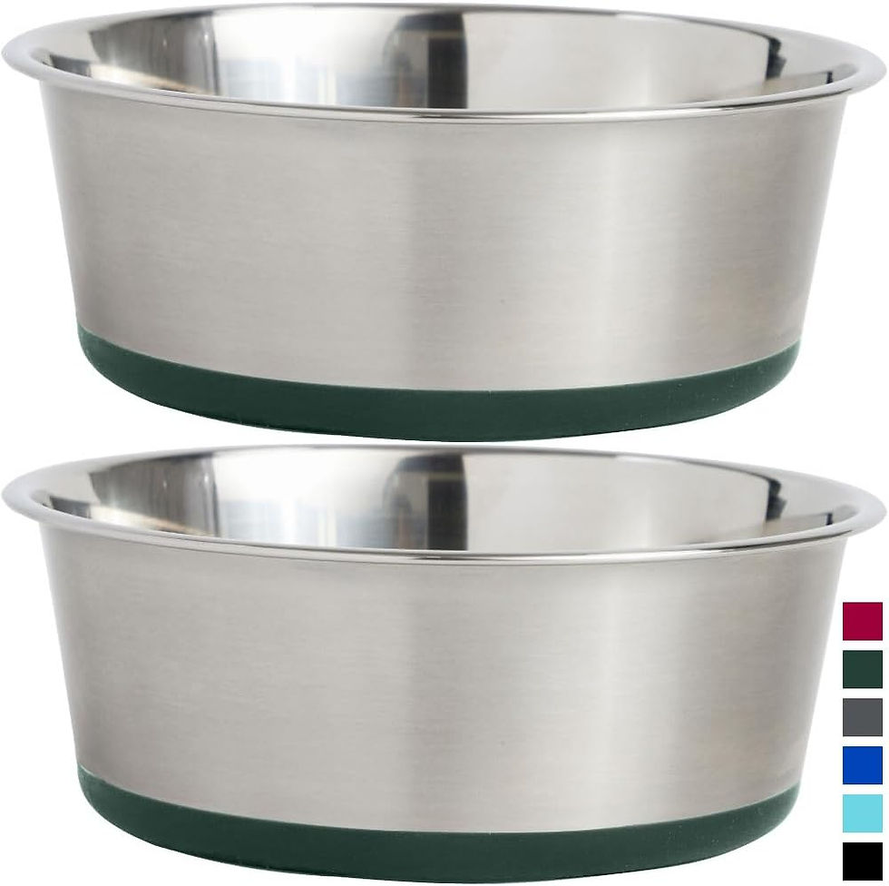 Miniature : Gorilla Grip Stainless Steel Metal Dog Bowl Set of 2, Rubber Base, Heavy Duty, 