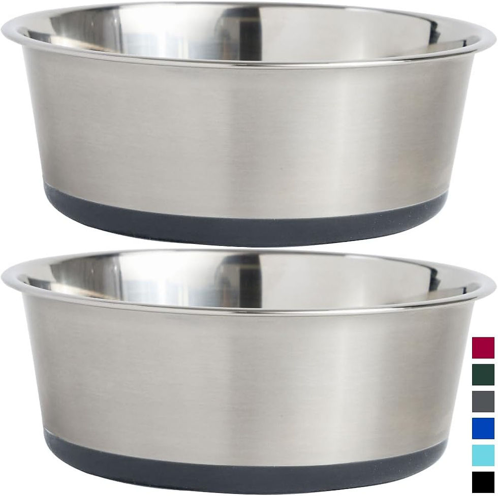 Miniature : Gorilla Grip Stainless Steel Metal Dog Bowl Set of 2, Rubber Base, Heavy Duty, 