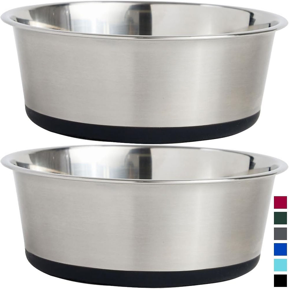 Miniature : Gorilla Grip Stainless Steel Metal Dog Bowl Set of 2, Rubber Base, Heavy Duty, 