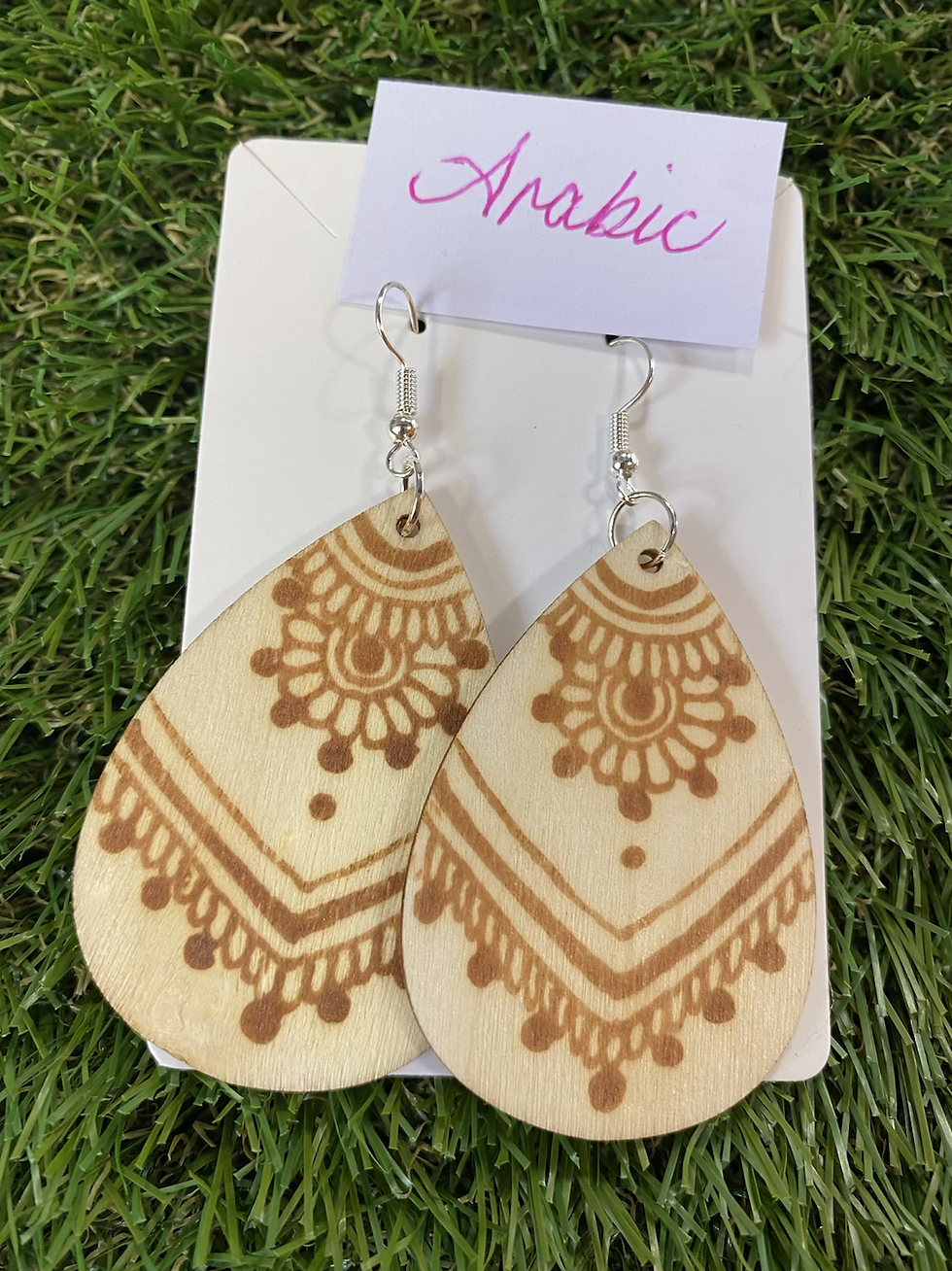 Thumbnail: Wooden Drop Earrings