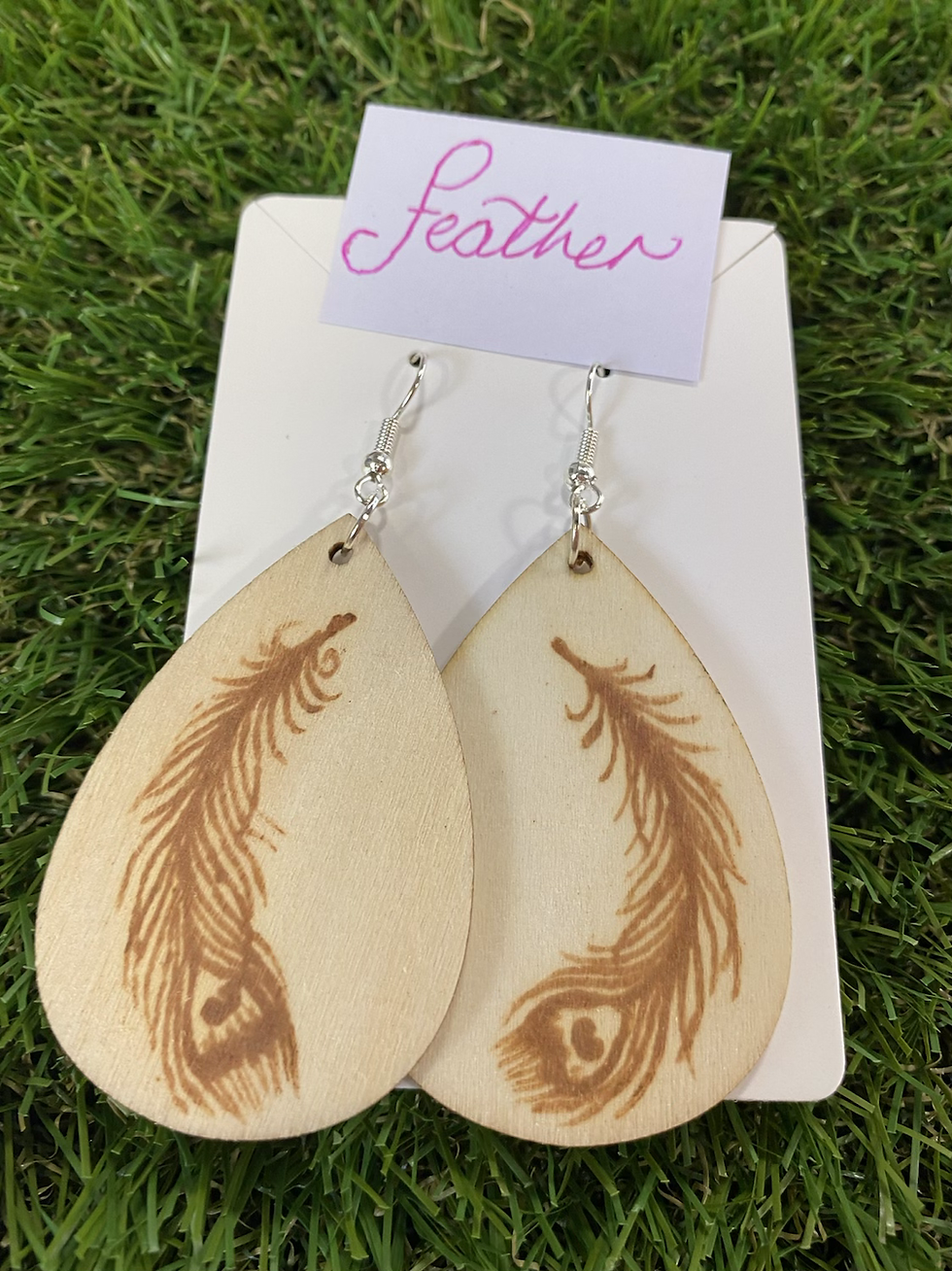 Thumbnail: Wooden Drop Earrings