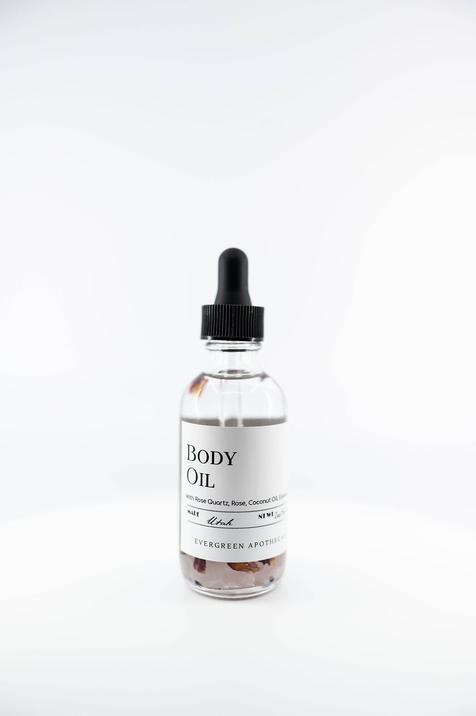 Body Oil bottle, Rose, Evergreen Apothecary
