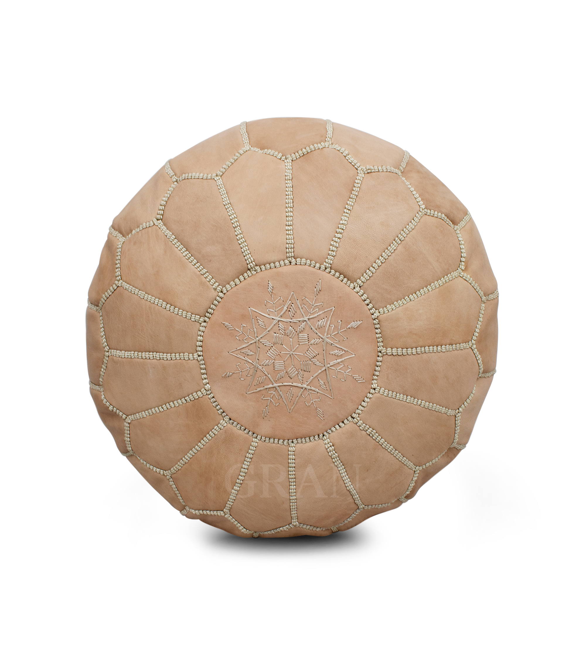 Natural Ottoman Pouf | Pouf Moroccan Leather