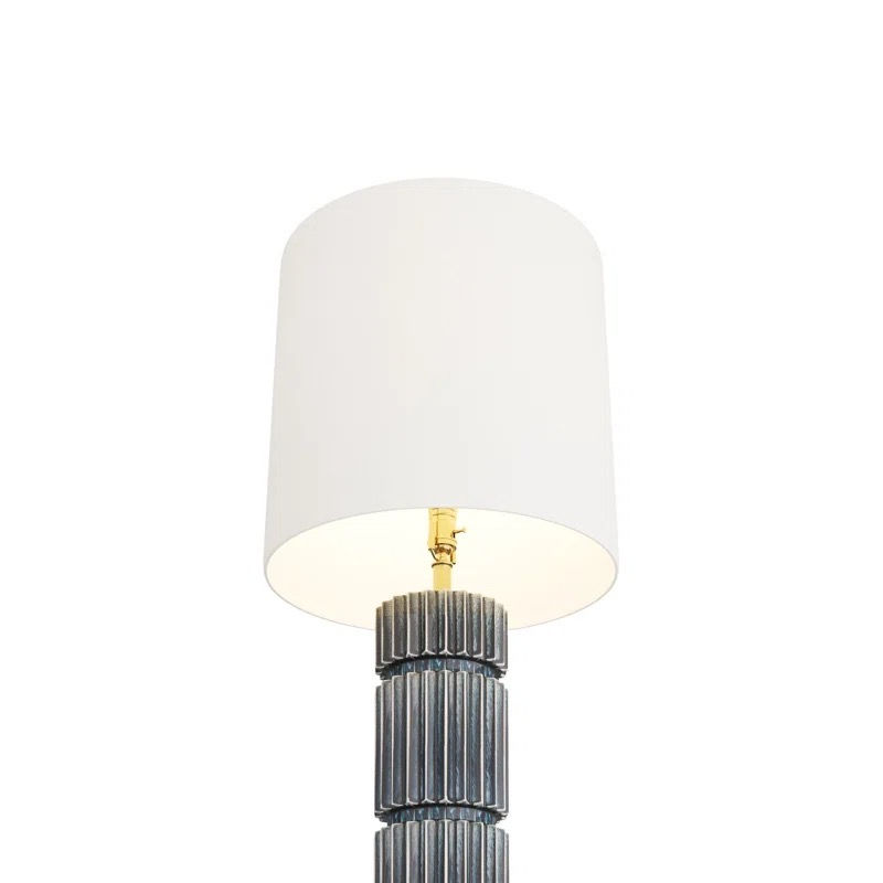 Thumbnail: Grey fluted lamp with white shade