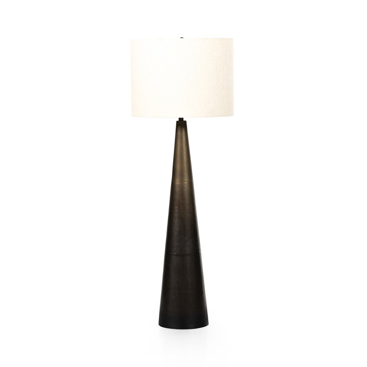 Black conical table lamp with off-white shade