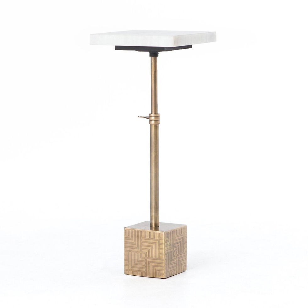 Adjustable height marble top side table
