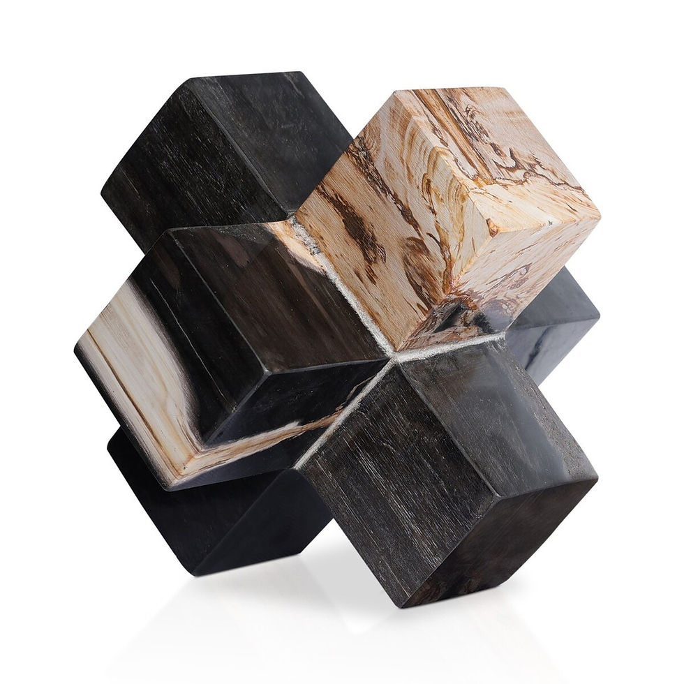 Thumbnail: Petrified wood cube sculpture