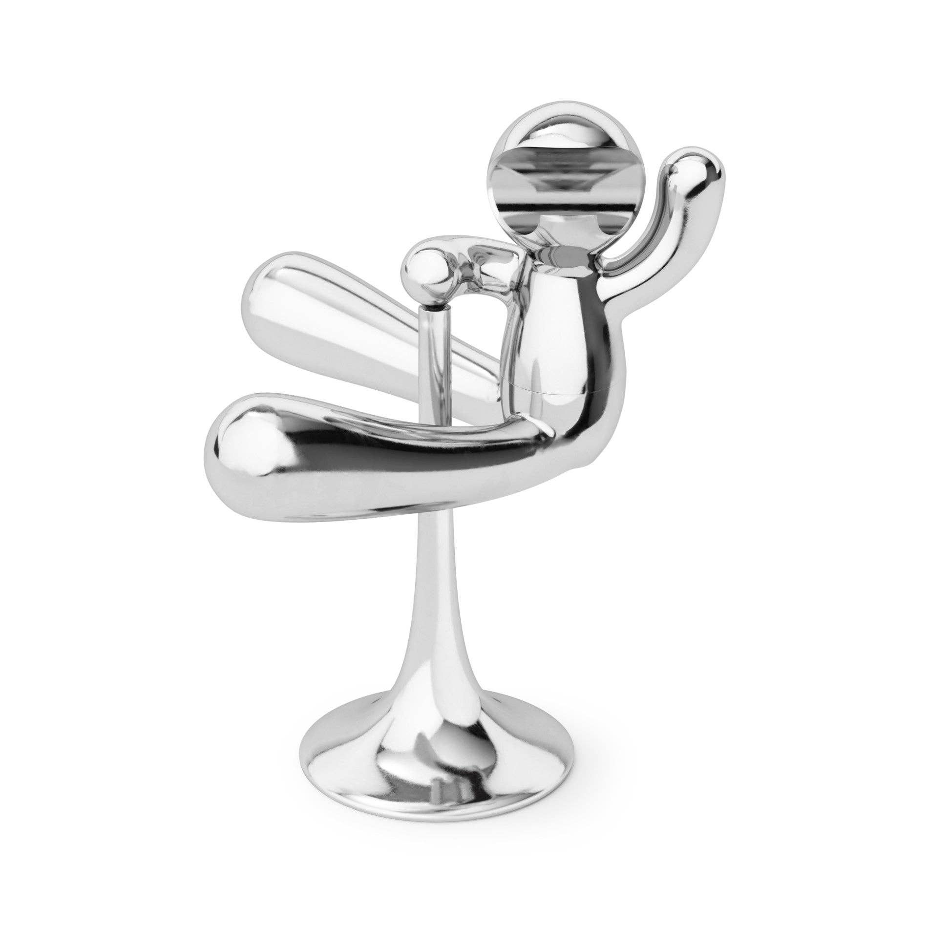 Chrome abstract sculpture, playful design