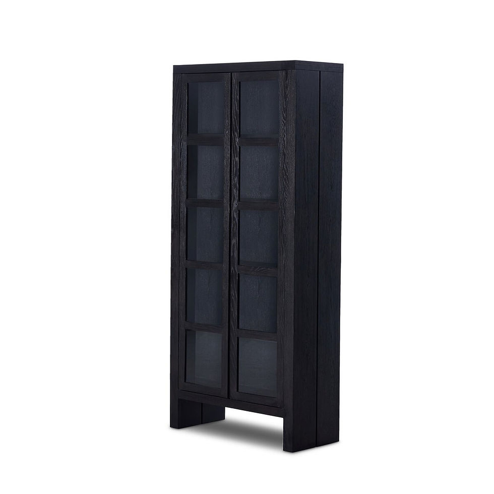 Black veneer cabinet with glass doors