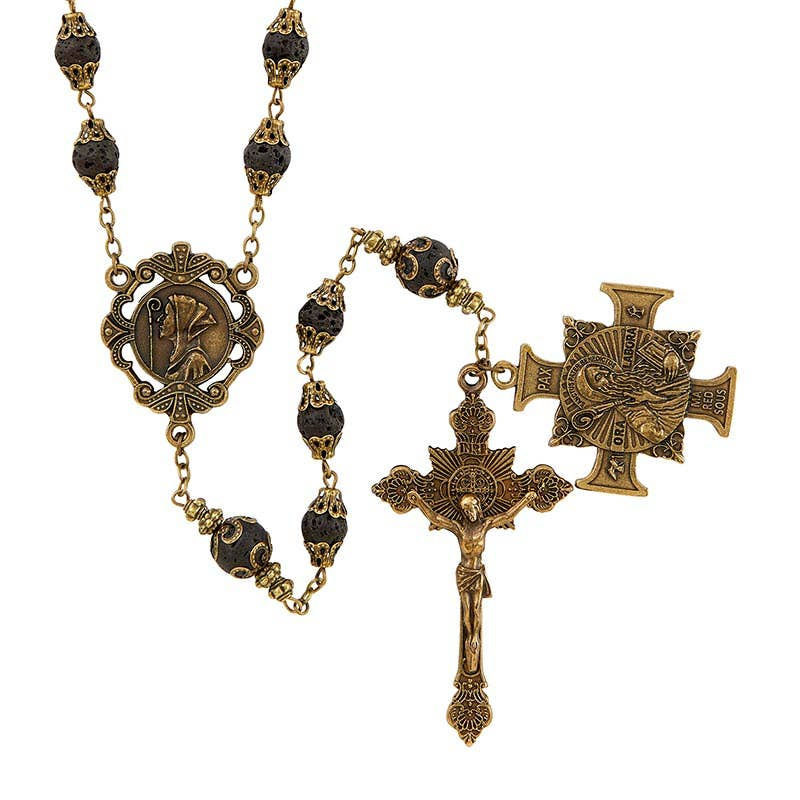 Antique bronze rosary beads with crucifix