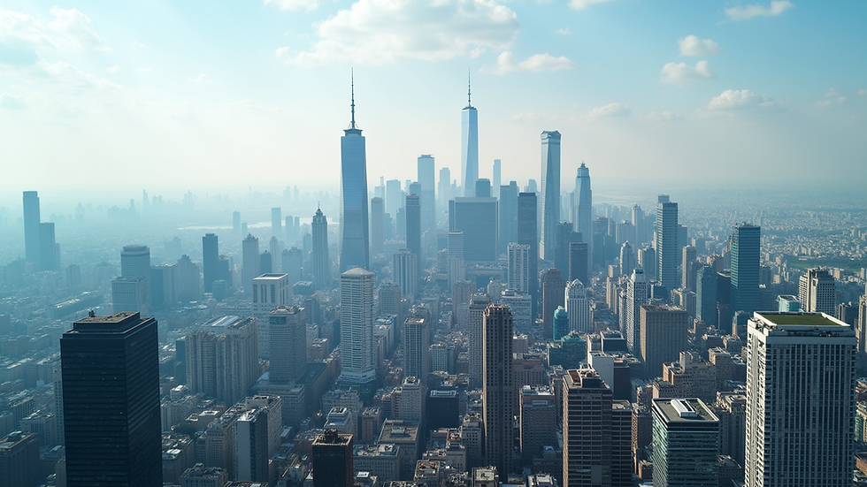 High angle view of a bustling city skyline