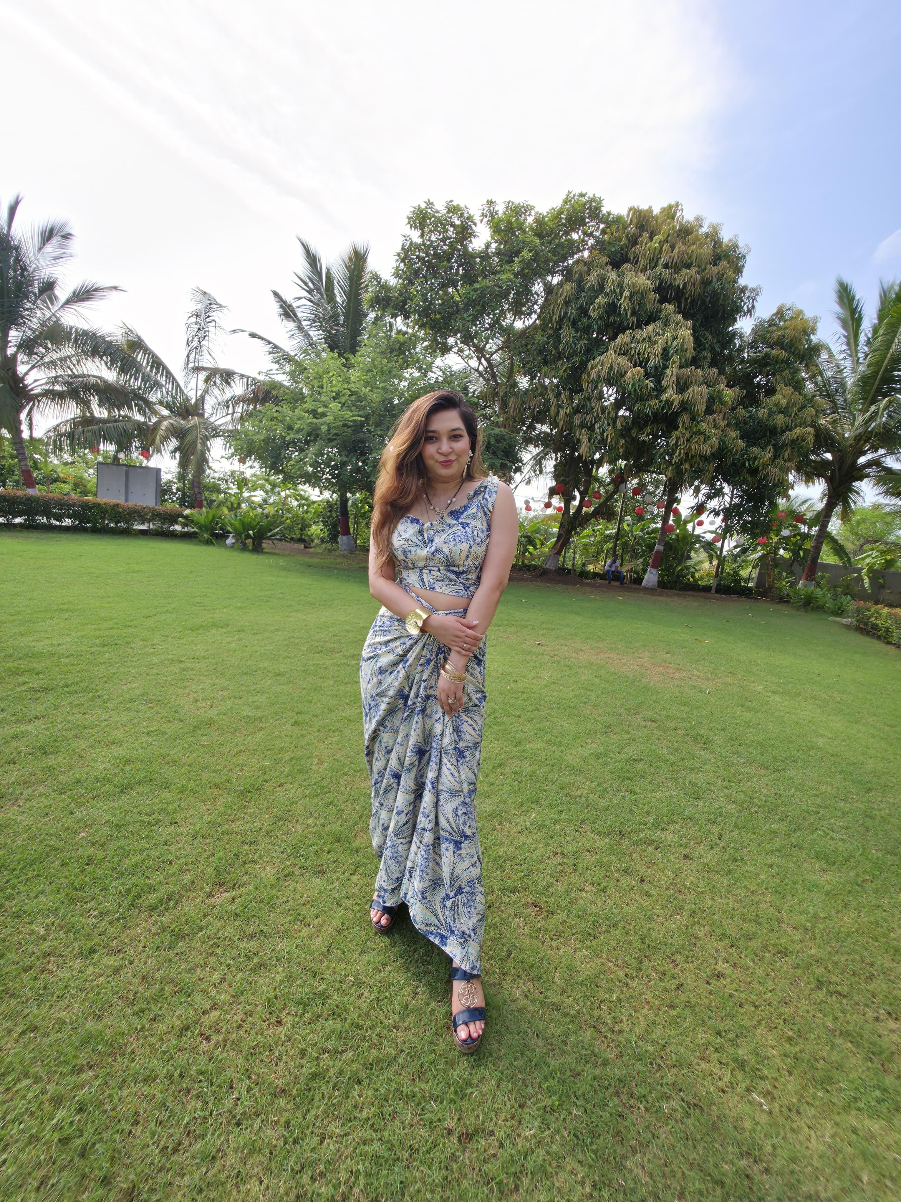 Tropical Draped Skirt & Top Set |Oudaipore