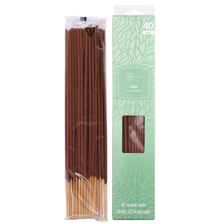 Incense Sticks, Sage Fragrance (Light Green), 40 Pack