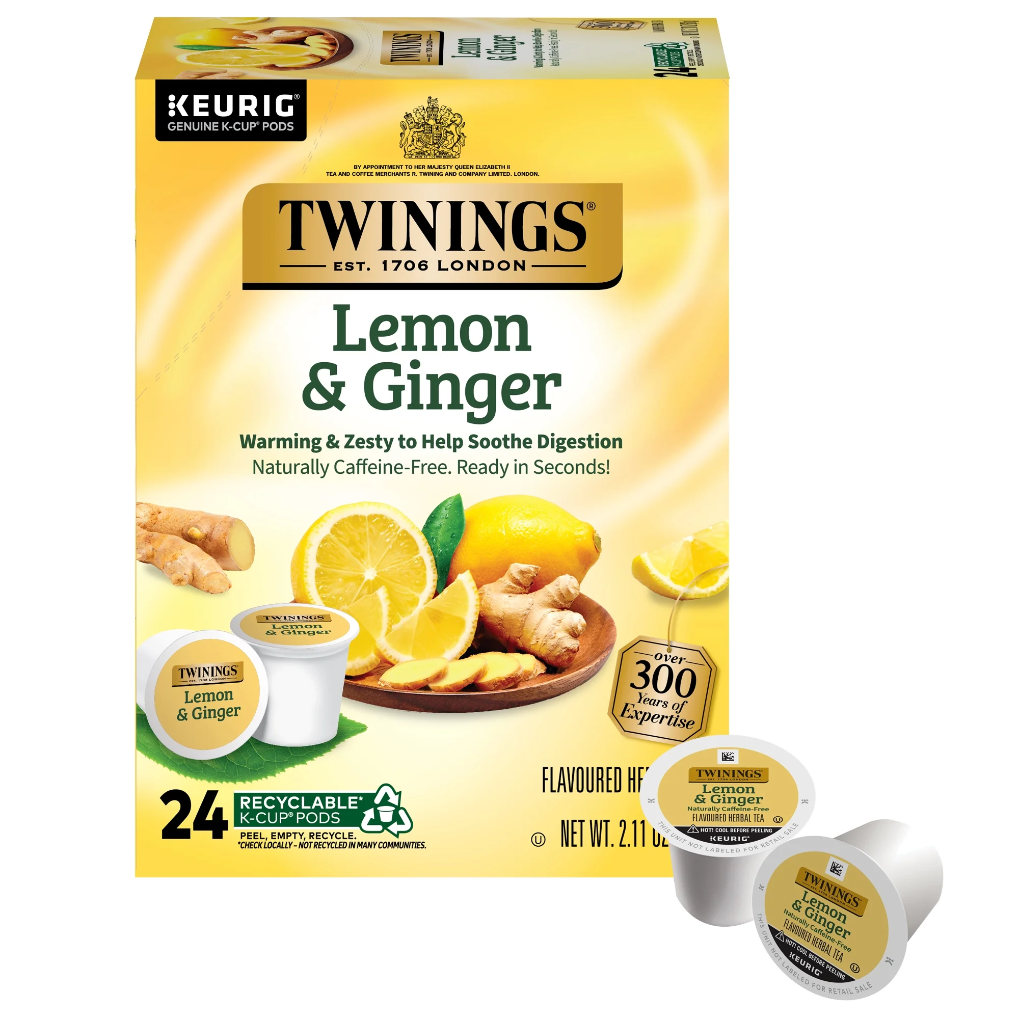 Twinings Lemon & Ginger K-Cup® Pods for Keurig, 24 Count