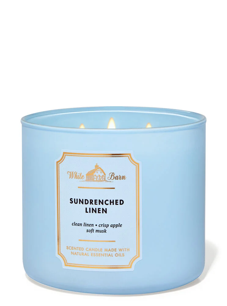 White Barn SUN-DRENCHED LINEN 3-Wick Candle