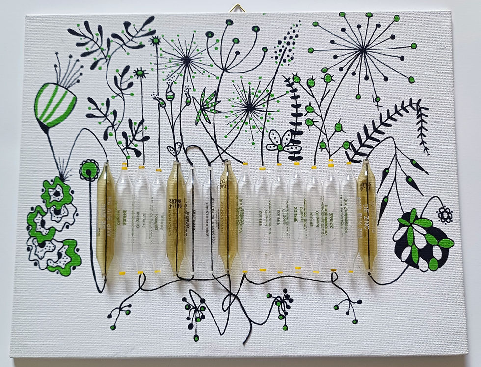 ampoules fleuries, acrylique  24x19 cm