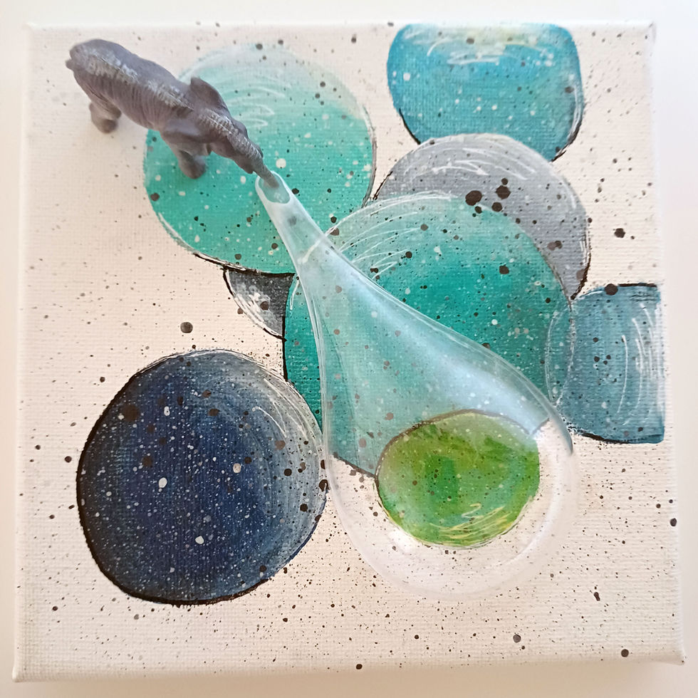 éléphant bulles, acrylique murale 15x15 cm