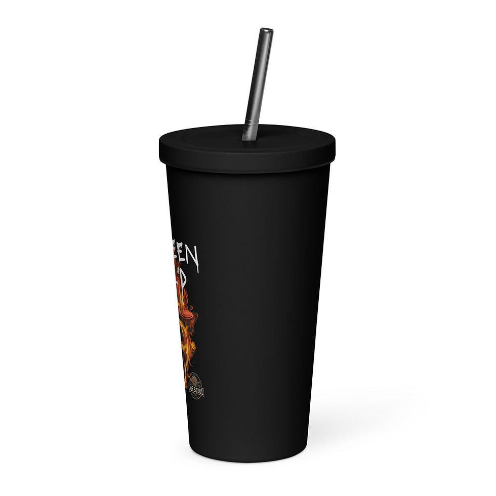 Thumbnail: Flaming Scull'd Insulated Tumbler with Straw