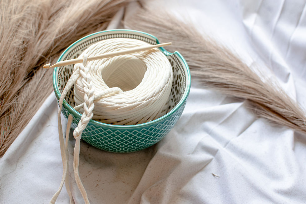 Thumbnail: Boho Ceramic Yarn bowl with hole