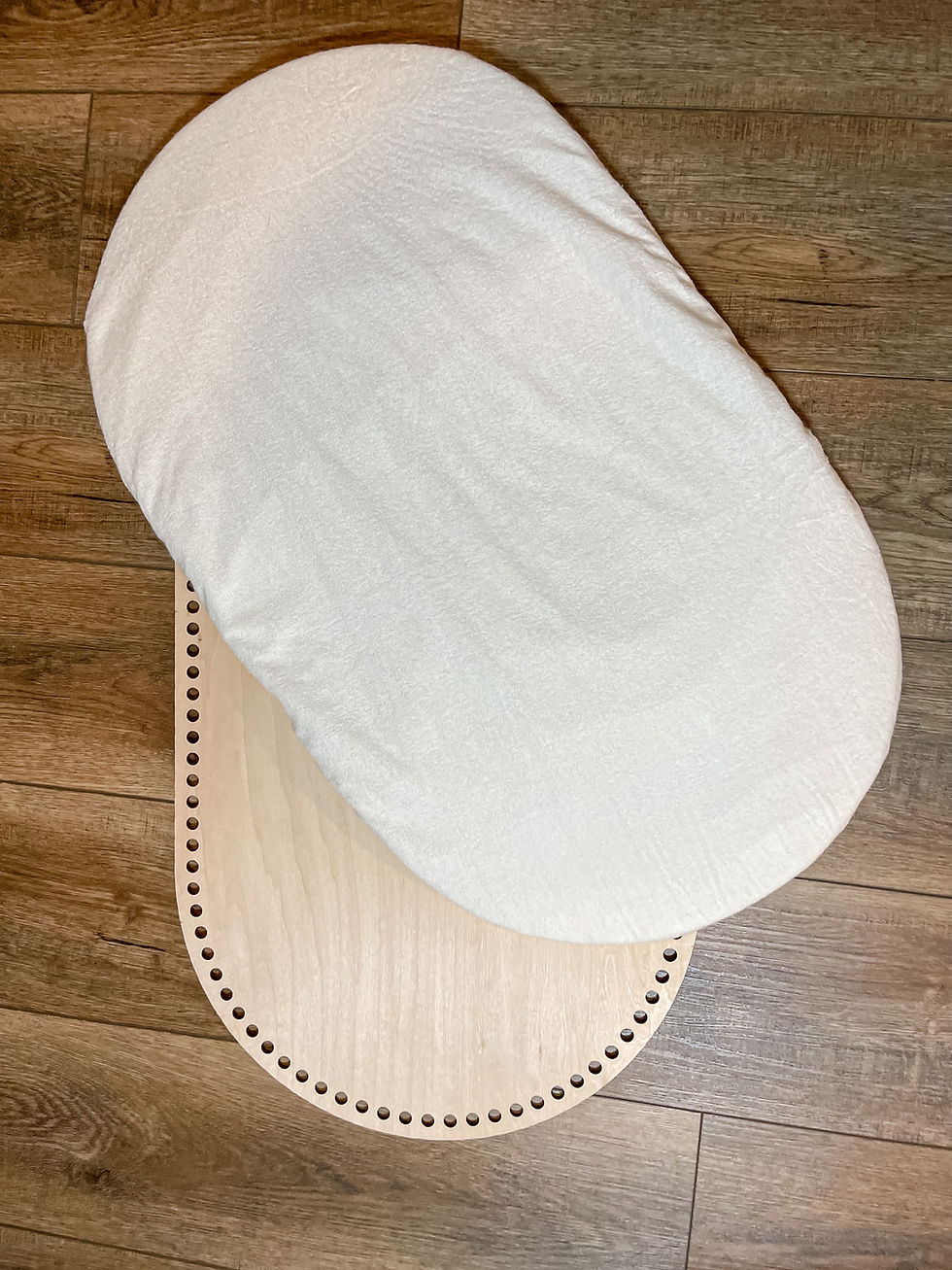 Thumbnail: Moses basket wood bottom for crochet or knitting 70cmx40cm with optional