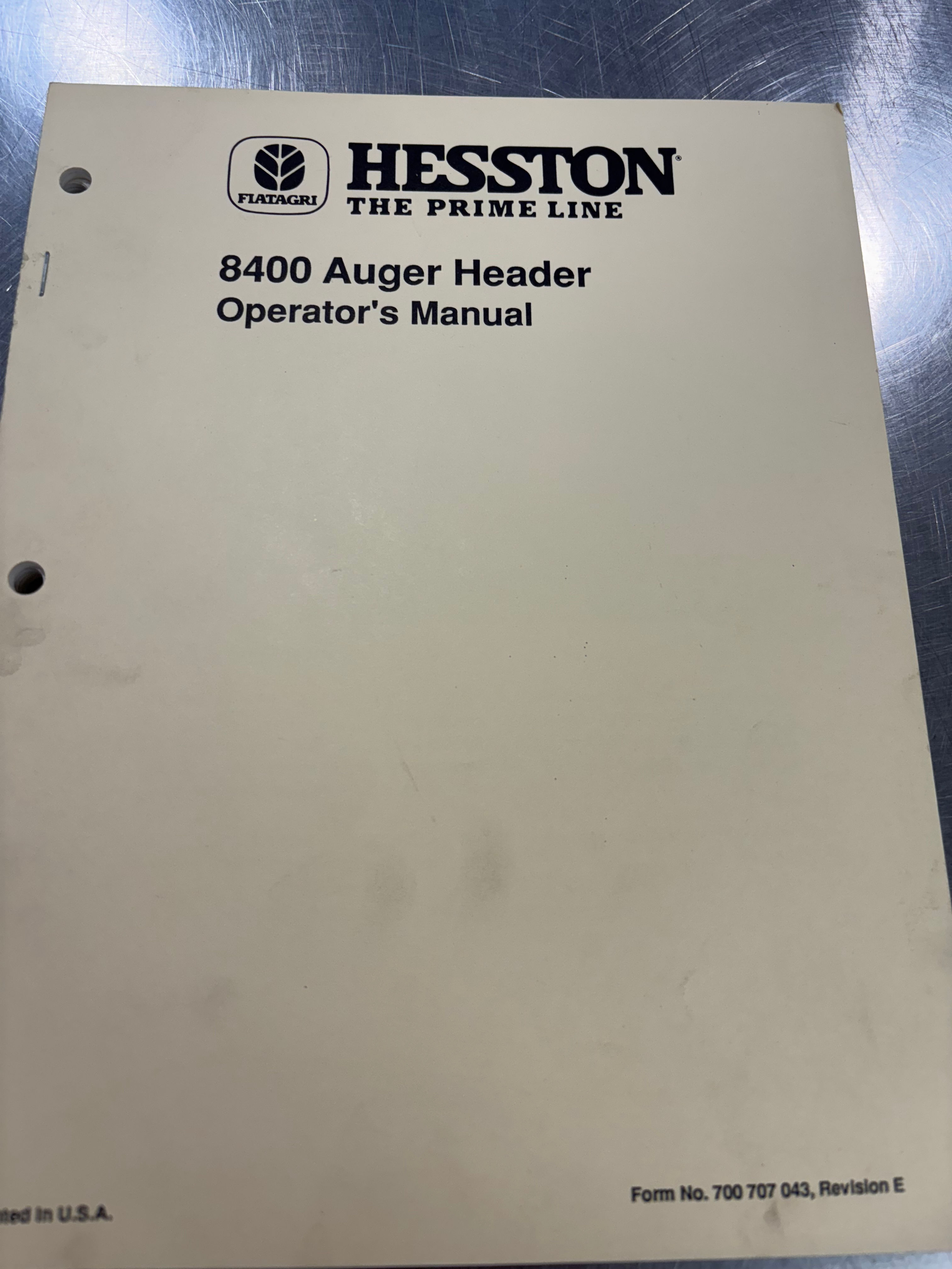 700707043 - HESSTON 8400 OPERATOR'S MANUAL