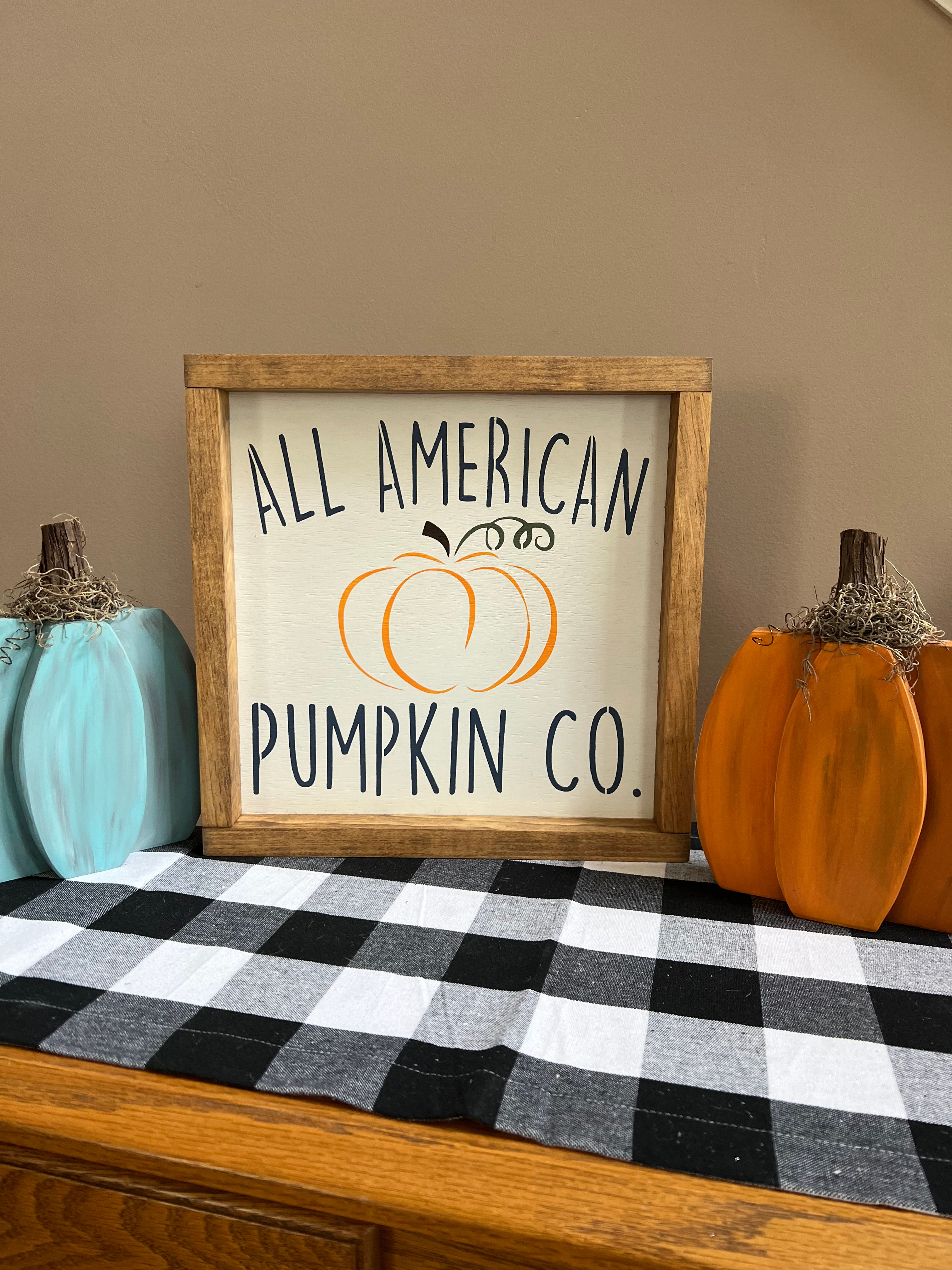 All American Pumpkin Co. Framed Sign
