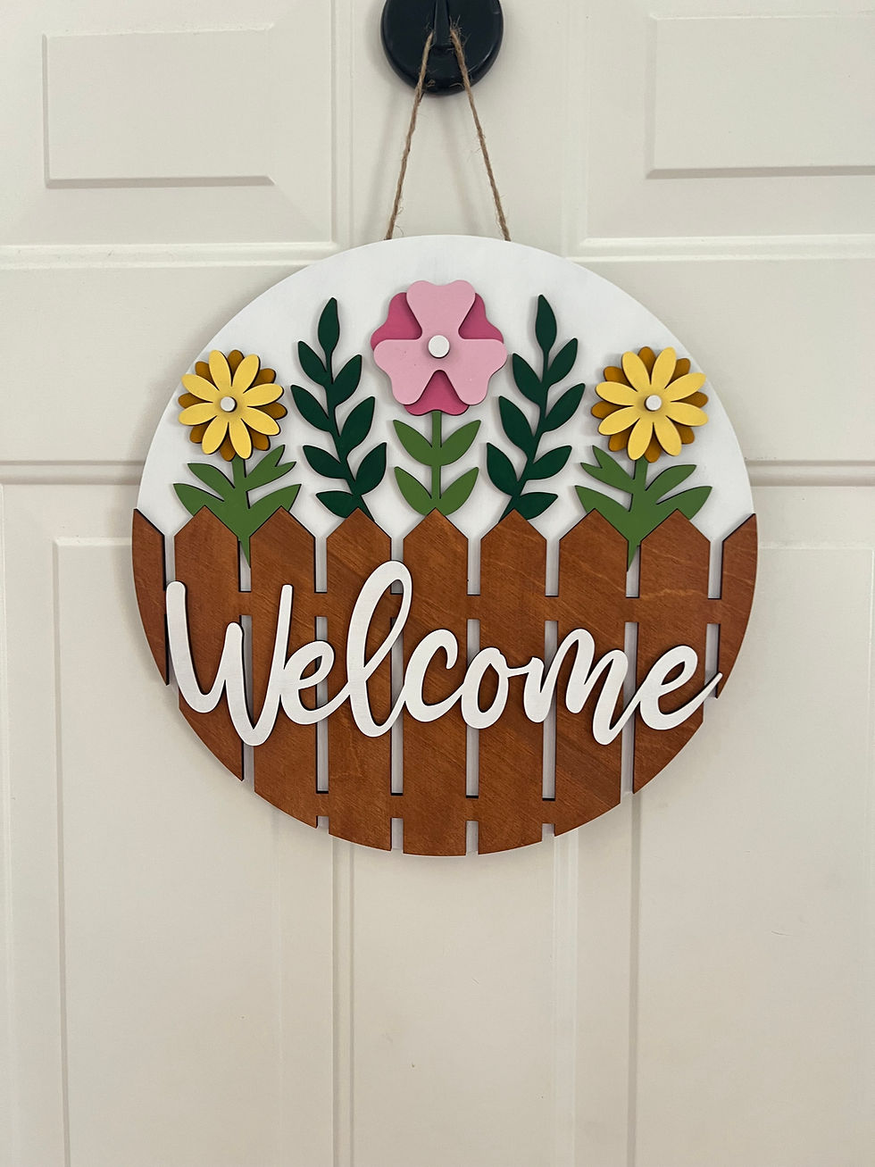 Thumbnail: Welcome Fence Floral Door Hanger