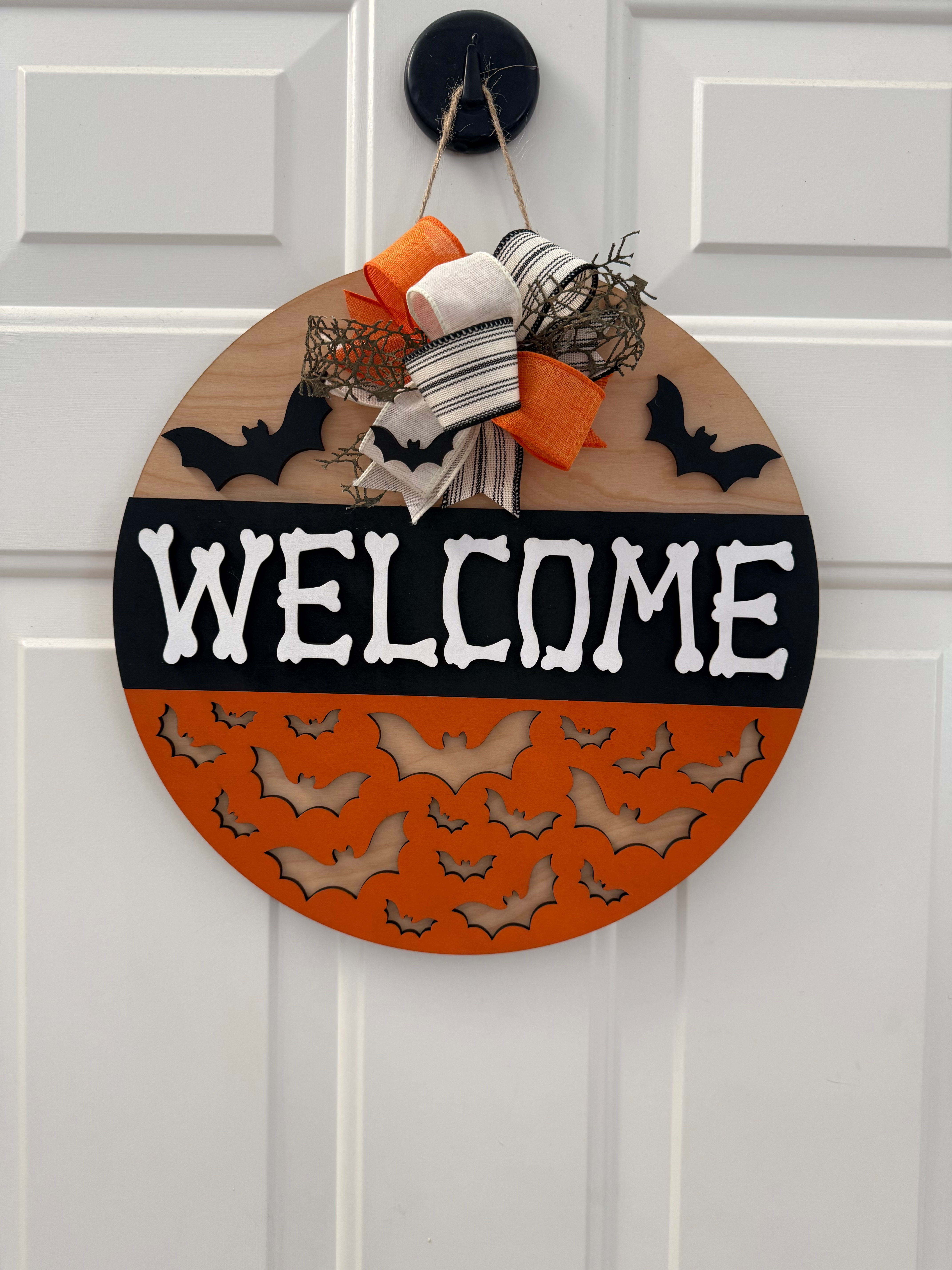Welcome Bats with Bow Door Hanger