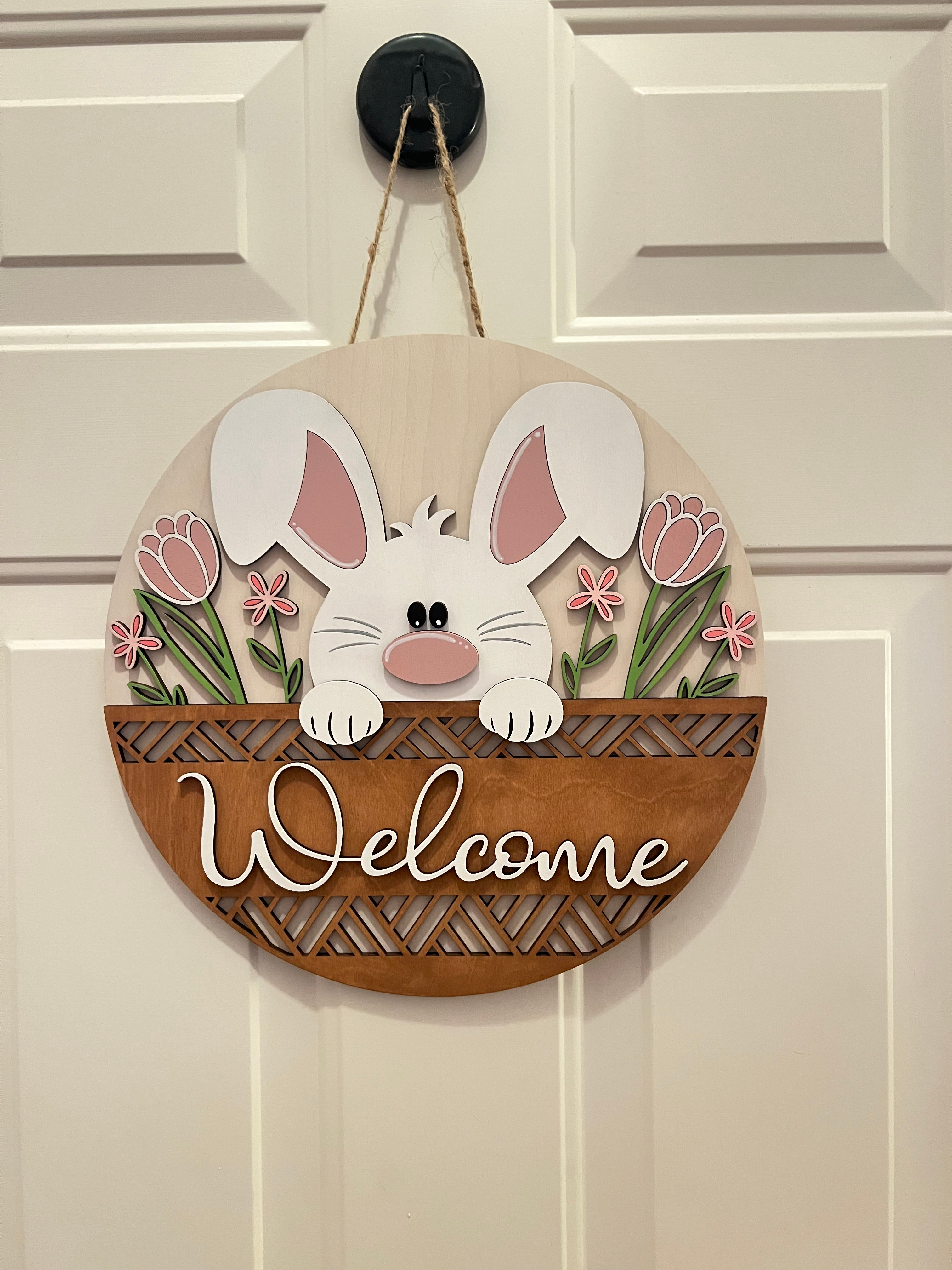 Bunny Floral Welcome Door Hanger
