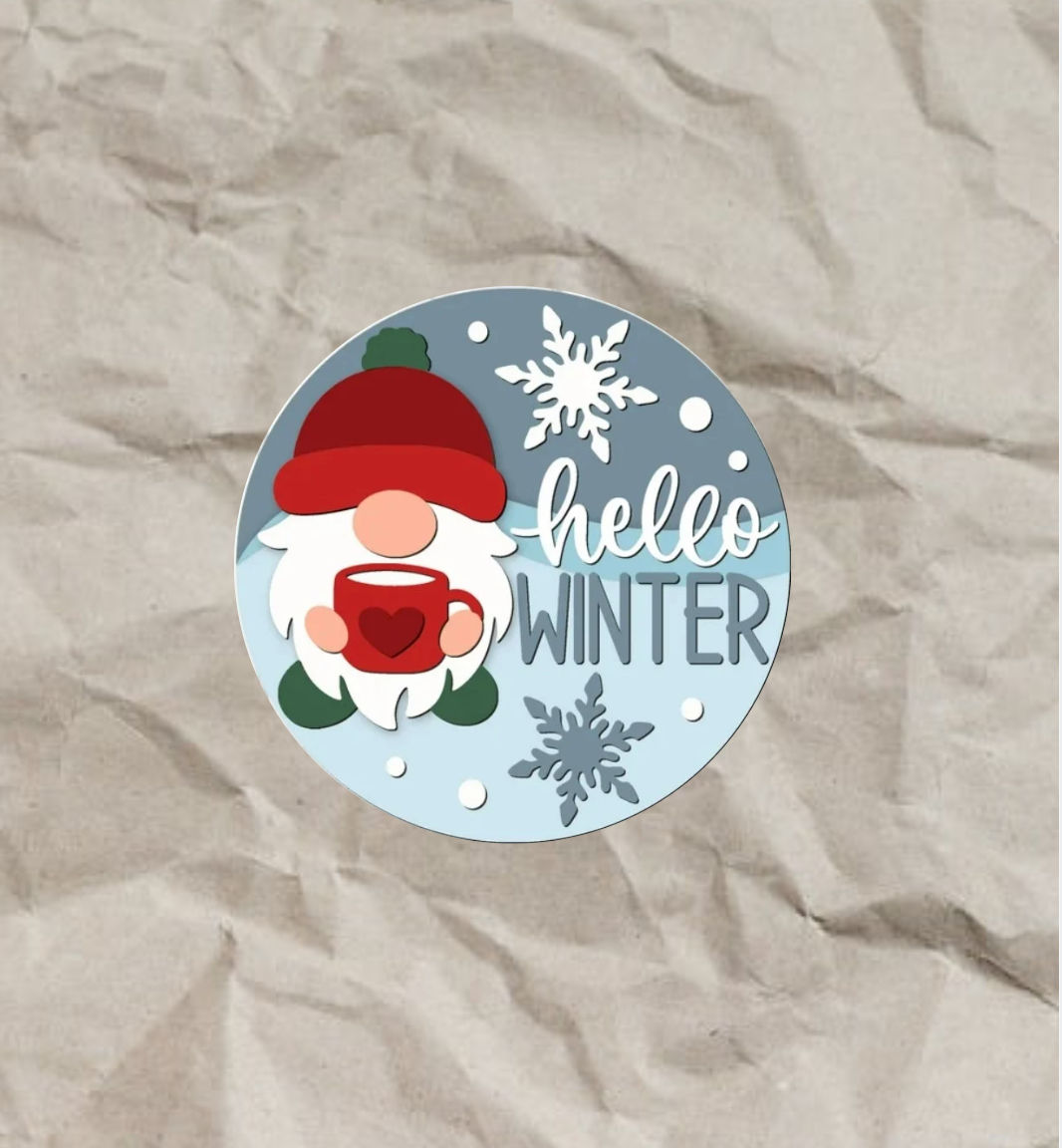 Hello Winter Gnome Door Hanger