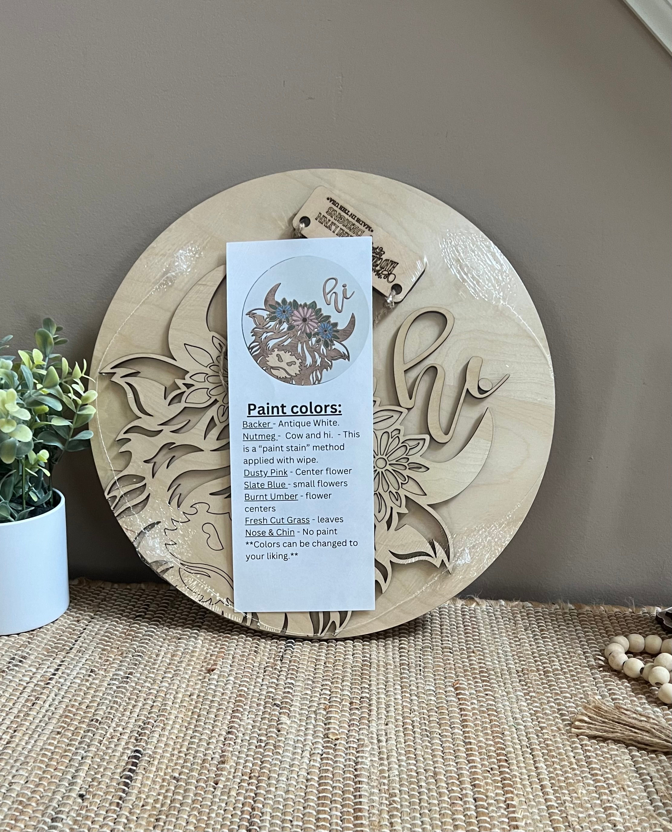 Highland Cow Door Hanger DIY kit
