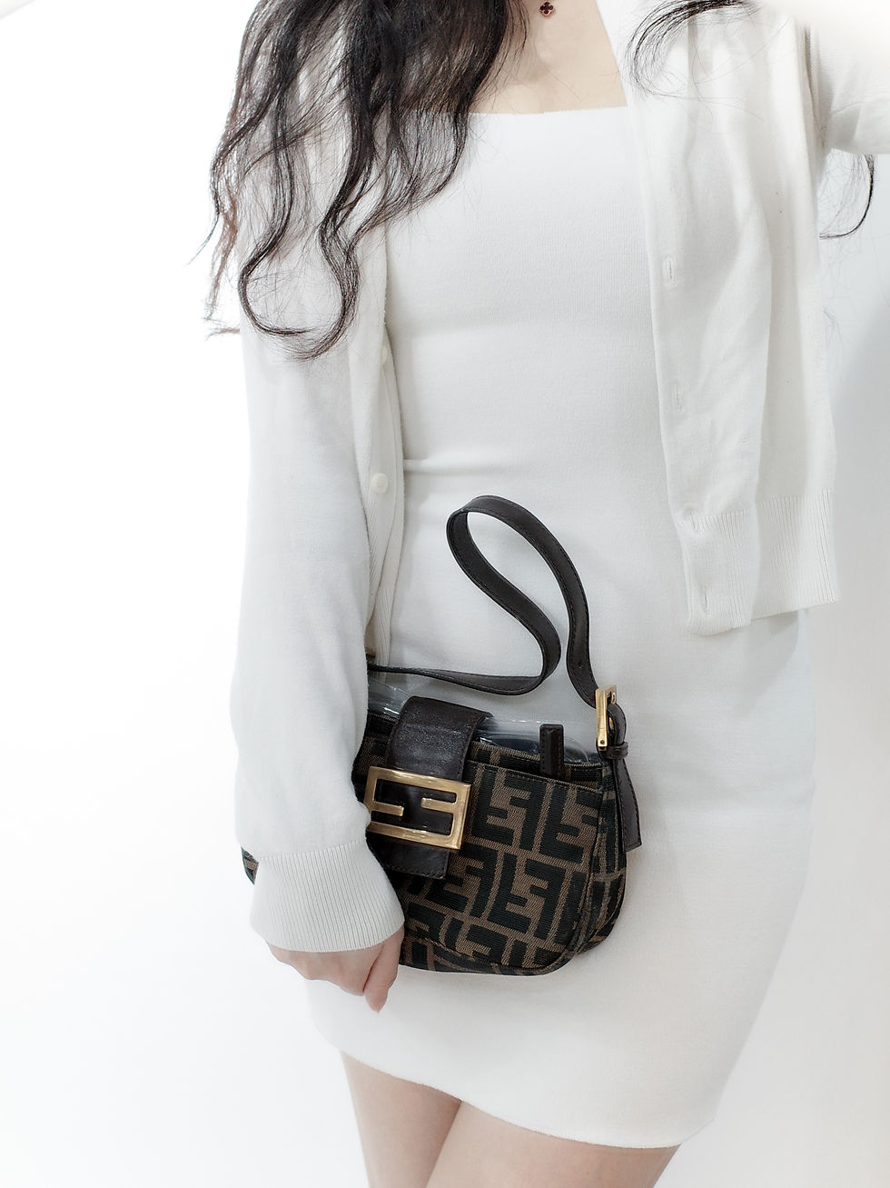 縮圖：Fendi - Brown and Gold Zucca Mini Size Baguette Shoulderbag (Vintage)