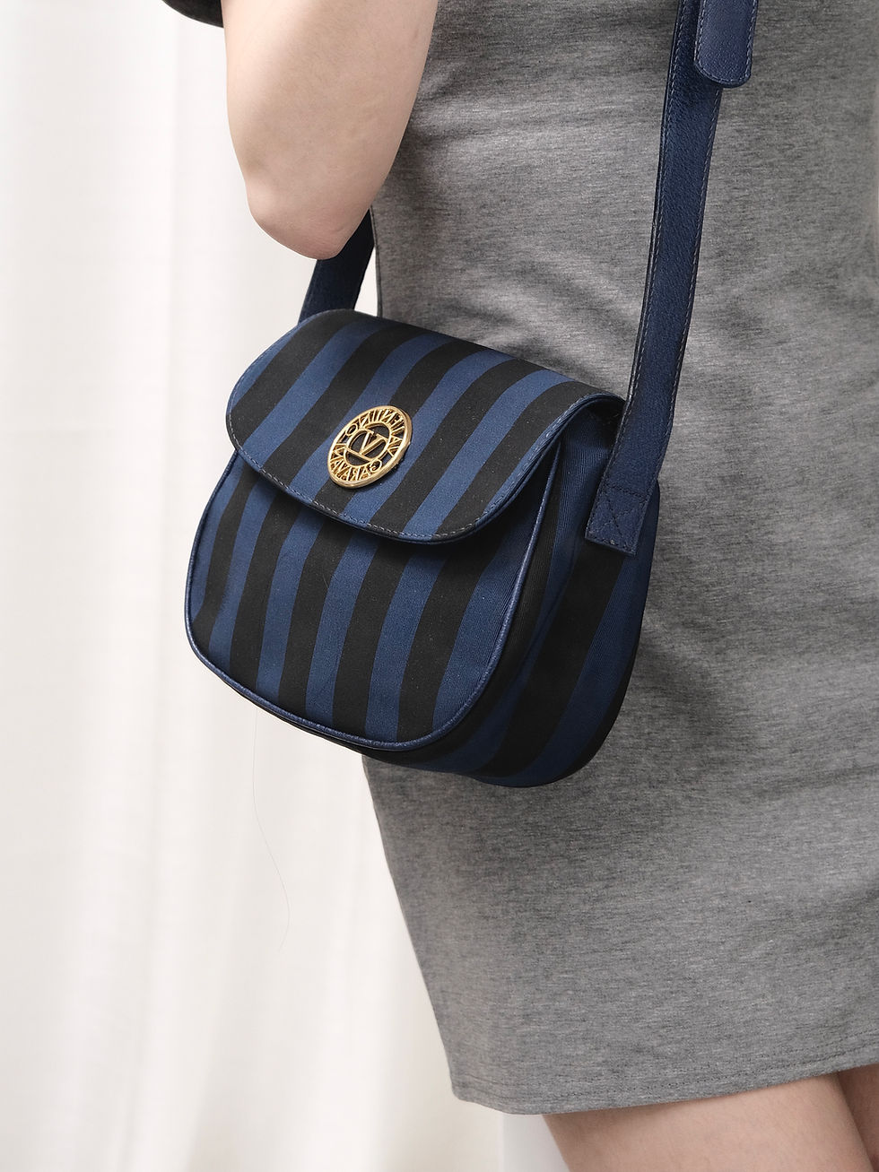 Thumbnail: Valentino Garavani - Blue Stripe Canvas Crossbody Bag (Vintage)
