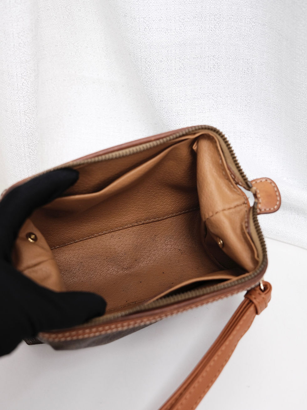 Thumbnail: Celine - Small Brown Macadam Clutch with Strap (Vintage)